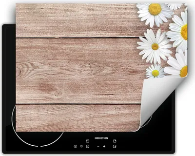 Produktbild von DarHaus Herdabdeckplatte 70x52 cm Anti Rutsch Matte Aufrollbar, Holz - Blume