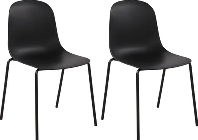 Produktbild von CLP 2er Set Stühle Hardin, stapelbare gartenstühle, wetterfest und UV-beständig schwarz