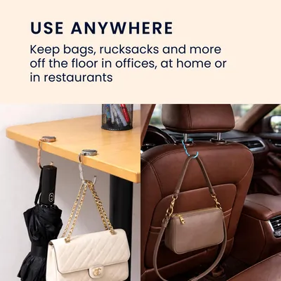 Produktbild von kwmobile Taschenhalter für Tisch - 2x Handtaschenhalter für Tisch - Taschenhaken faltbar - Taschen Aufhänger - Taschen Halter Haken - Tischhaken Set