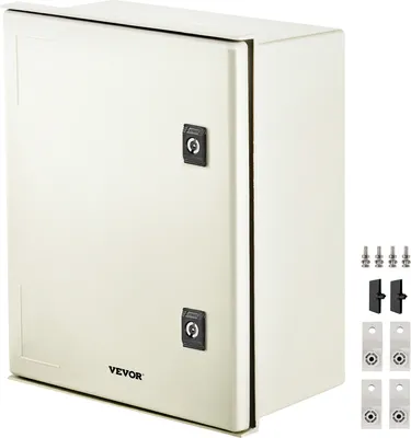 Produktbild von VEVOR NEMA-Stahlgehäuse, 16 x 12 x 8\'\' NEMA 4X Glasfaser-Schaltkasten, IP66 wasserdicht und staubdicht, elektrischer Anschlusskasten für den Außen-/Innenbereich, mit Montageplatte (40 x 30 x 20 cm)