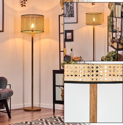 Produktbild von Casalina Stehlampe aus Holz/Metall/Rattan/Wienergeflecht in Natur/Schwarz