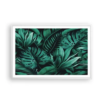 Produktbild von Gerahmtes Poster - Weißer Rahmen - Blätter Grafiken Monstera - 91,5x61 cm - Wand Bild - Wanddeko - Wandbilder - Kunstposter - Wandposter - Bilderrahmen - Bilder - Kunstdruck - P2WAA91x61-4886