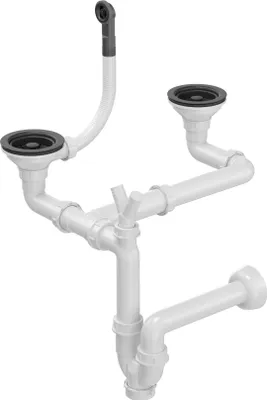 Produktbild von QUADRON Abfluss der Spüle mit 2-Kammer-Siphon, Siphon für Granit Küchenspüle mit Ablaufschlauch, Farbe: Mattschwarz (Pure Carbon) teilkristalliner