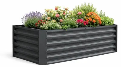 Zdjęcie produktu dla Metalowe łóżko wysokie 180 x90 x 57 cm – Prostokątne pudełko do sadzenia ogrodu i tarasu – Solidne łóżko ogrodowe z metalu, łóżko roślinne bez podłogi, Galdo XL