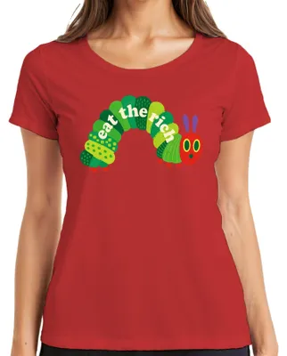 Produktbild von Eat The Rich Raupe Hungrig Nimmersatt Parodie Statement Sarkasmus Damen T-Shirt, Rot, S