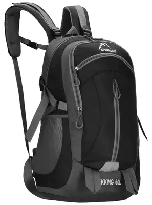 Productafbeelding van Backpack - Rugzak - Multifunctioneel - Kamperen - Reizen - 60 Liter - Grijs/Zwart, AI-gegenereerde afbeelding