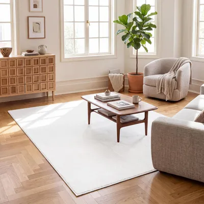 Produktbild von Waschbarer Kurzflor Teppich, rutschfest & weich, Einfarbig für Wohnzimmer, Schlafzimmer, Küche & Kinderzimmer