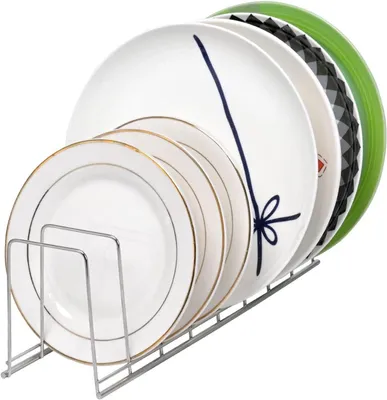 Image de Organisateur en acier inoxydable pour couvercles de casseroles, étagère de cuisine pour placards avec support à vaisselle, lot de 2 pour ranger les couvercles de casseroles, les planches à découper et la vaisselle sur le plan de travail