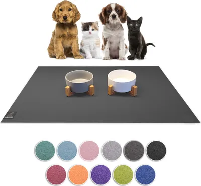 Immagine prodotto di SANOZOO® - Tappetino per ciotola, Oeko-Tex, Set rettangolare 2x 30x40cm Grigio