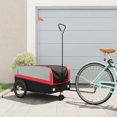 Immagine prodotto di Maison Exclusive - Rimorchio per bicicletta, nero e rosso, 45 kg, in ferro