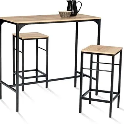 Productafbeelding van Famanu Tafelset met 2 krukken - Industrieel design, meerkleurig
