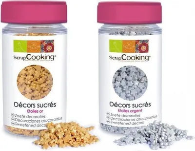 Produktbild von Set - Zuckerdekor Golde & Silberne Sterne