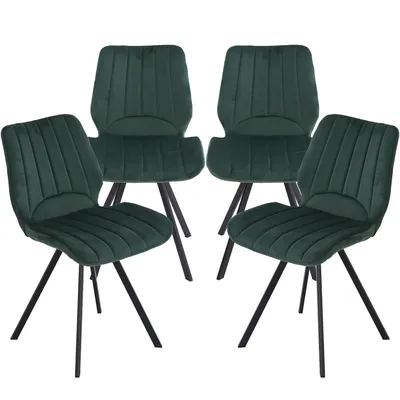 Produktbild von Esszimmerstühle  Küchenstuhl Polsterstuhl Design Stuhl mit Rückenlehne, mit Sitzfläche aus Samt, Gestell aus Metall , Farbe:Dunkelgrün;Menge:4 St.