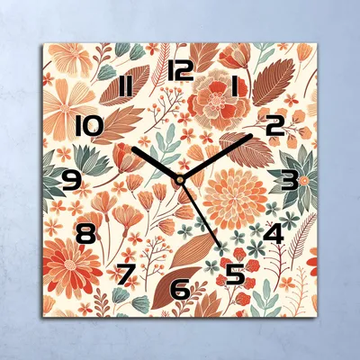 Produktbild von Wanduhr Echt-Glas-Küchenuhr Böhmische Blumen Quarz Lautlos 30x30 Deko Bilder