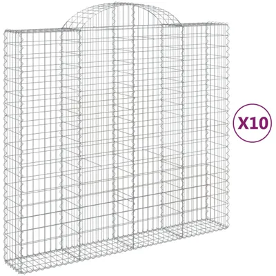 Imagen del producto de vidaXL: 10 gabiones con forma de arco, 200x50x180/200 cm, fabricados en hierro galvanizado