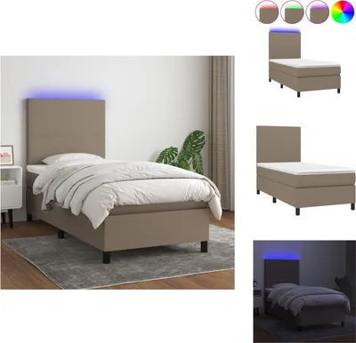 Produktbild von vidaXL Boxspringbett mit Matratze & LED Taupe 100x200 cm Stoff -  Betten & Bettgestelle