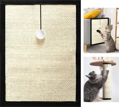 Produktbild von 1 Stück Kratzmatte Katze Sofa mit Katzenball, 40 * 30cm Sofa Kratzschutz, Robuste Ecke Kratzpappe, Couch Katzenkratzmatte, Möbel Schützen Kratzbrett für Katzen