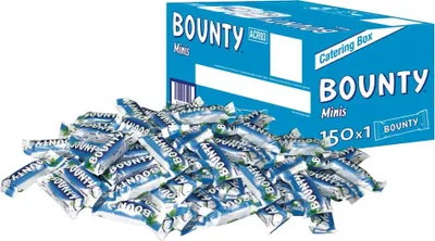Produktbild von Bounty Minis Catering Karton mit 150 einzeln verpackten Mini Riegeln