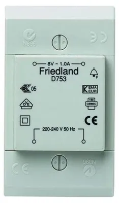 Obrázok produktu pre Zvonkový transformátor D753 8 V/AC 1 A