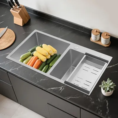 Immagine prodotto di Lavabo doppio in acciaio inossidabile per cucina