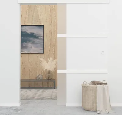 Image de vidaXL Porte coulissante avec butoirs souples verre ESG et aluminium 90x205cm