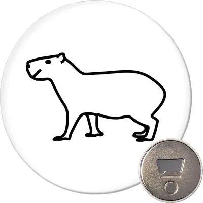Produktbild von Huuraa Magnet Capybara Silhouette 59mm Kühlschrankmagnet rund Flaschenöffner Geschenkidee