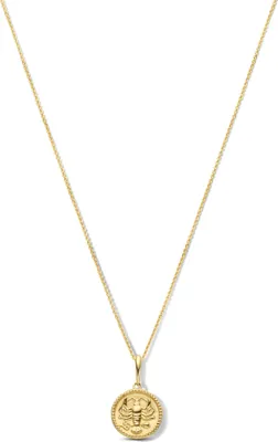 Produktbild von New Bling 9NBG-0295 Gold Halskette mit Sternzeichen - Krebs - 10 mm Durchmesser - Ankerglied - 39 + 3 + 3 cm - 0,8 mm dick - 14 Karat - Gold