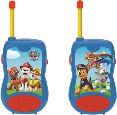 Obrázek produktu pro Walkie-talkie Pat' Patrouille, dosah 100 m, 2 kanály, spona na opasek, ergonomický design, LEXIBOOK