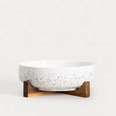 Zdjęcie produktu dla HOMLA Misa CAVIANO do serwowania nakrapiana na podstawce 25,5x9,5 cm