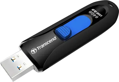Produktbild von Transcend JetFlash 790 64GB, 64 GB, USB Typ-A, 3.2 Gen 1 (3.1 Gen 1), Dia, 18 g, Schwarz, Blau
