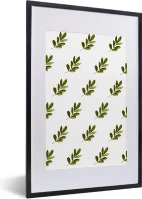 Produktbild von MuchoWow® MuchoWow® Gerahmtes Poster Blätter - Muster - Grün 40x60 cm - Poster mit zchwarzem Bilderrahmen - Poster in Rahmen