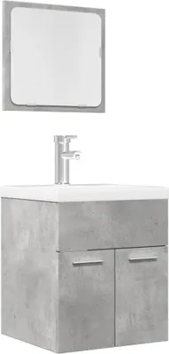 Image de Maison Exclusive - Ensemble de meubles de salle de bain 2 pièces, gris béton, matériau dérivé du bois