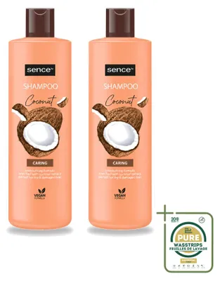 Image de 2 x Shampooing à l'huile de coco Sence - Shampooing nourrissant pour cheveux secs et abîmés - 400 ml - Pack économique - 2 pièces