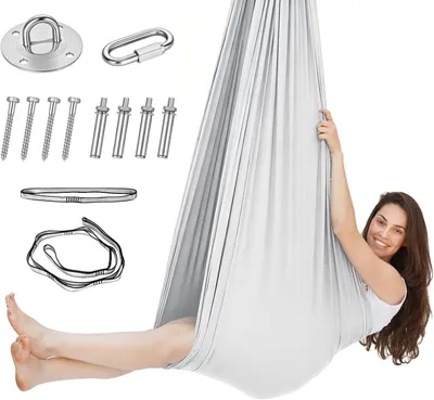 Produktbild von Aerial Yoga Hängematten-Set 150x280 cm, 200 kg, für Innenbereich, mit Karabiner und Zubehör