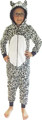 Produktbild von Kinder Karnevalskostüm Uni Jumpsuit Overall Onesie Schlafanzug in tollen Tier Motiven ; Leopard , 152