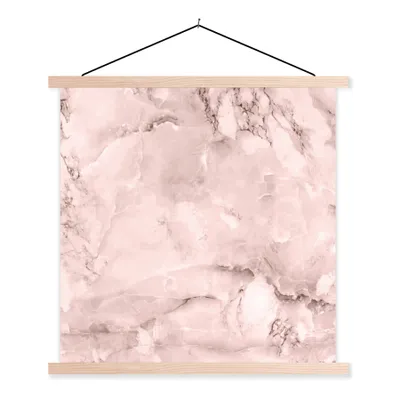 Produktbild von MuchoWow® Textilposter Marmor - Rosa - Stein 120x120 cm mit holzfarbenen Rahmen - Textil-Poster