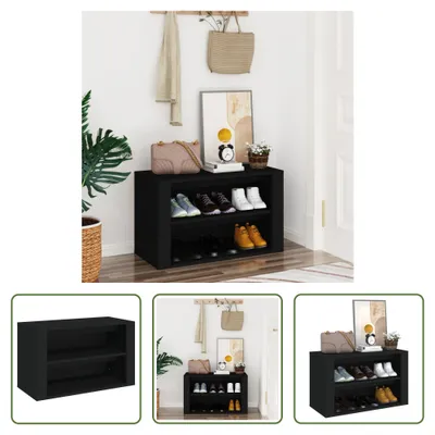 Image de The Living Store Étagère à chaussures noire 75x35x45 cm Bois composite