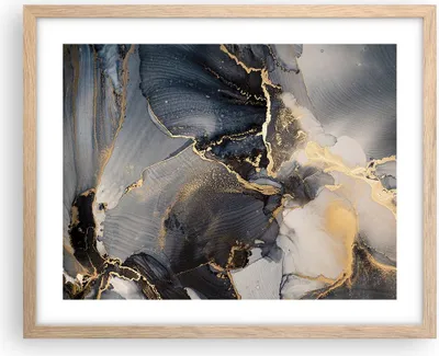 Produktbild von Gerahmtes Poster - Rahmen in heller Eiche - Dunkel Abstraktion Gold - 50x40 cm - Wand Bild - Wanddeko - Wandbilder - Kunstposter - Wandposter - Bilderrahmen - Bilder - Kunstdruck - P2NAA50x40-4824