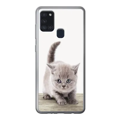 Produktbild von MuchoWow® Handyhülle Schutzhülle Hülle für Samsung Galaxy A21s Kätzchen - Katze - Haustiere - Jungen - Kinder - Mädchen Silikon Softcase Handy Hülle - Hartschale