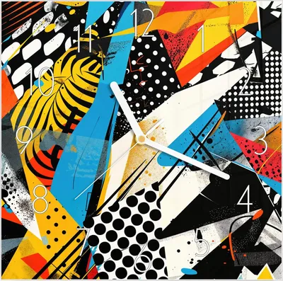 Produktbild von Wanduhr aus Glas mit Motiv Abstrakte Kunst- 30 x 30 cm - inkl. Aufhängesystem