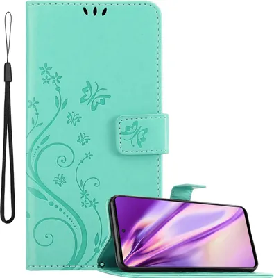 Produktbild von Cadorabo Hülle für Samsung Galaxy A51 5G Schutz Hülle in Türkis Schutzhülle Handy Hülle Etui Case Blumen Flower
