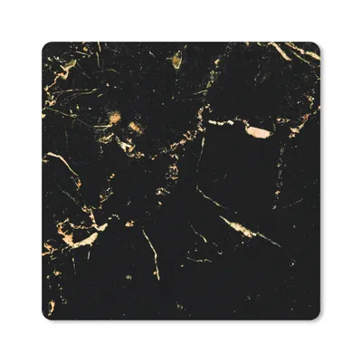 Produktbild von MuchoWow® Mauspad Mousepad Marmor - Limette - Schwarz - Gold 20x20 cm - Mousepads - Maus Mat - Pad - Mausunterlage - Desk Mat - Bureauartikeln - Gadgets und Trends