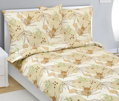 Produktbild von Flanellbettwäsche - Beige, grün, braun - 140x220, 70x90