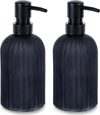 Produktbild von Vilde | Seifenspender - Schwarz - 400 ml - 2 Stück - Badezimmer Zubehör - Aus Glas