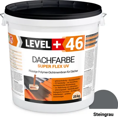 Produktbild von Dachfarbe elastische Sockelfarbe Dachlack UV-beständig Super Flex 25Kg Steingrau LEVEL+ RM46