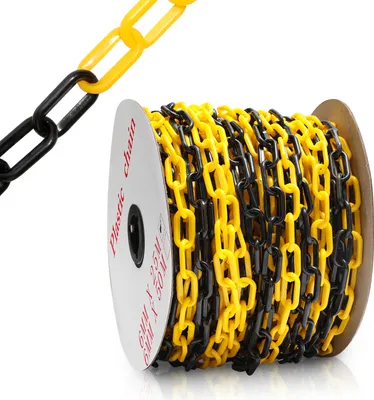 Produktbild von Aopunly Absperrkette Kunststoffkette schwarz gelb 6mm Stärke für Parkplätze und Parkplatzsperren 50m