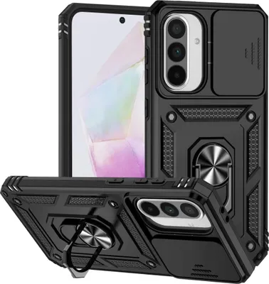 Produktbild von Samsung Galaxy A36 / A56 Hülle - Coverup Armor Ring Ständer Back Cover mit Kamera Schutz - Schwarz