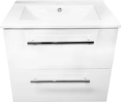 Image de Meuble de salle de bain avec robinet et siphon suspendu blanc 60x50