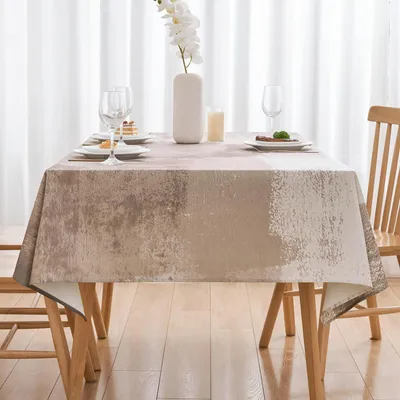 Produktbild von Tischdecke abwaschbar beige 140x240 cm rechteckig Leinen Landhausstil