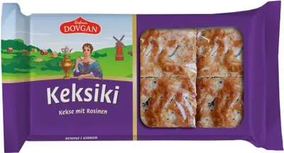 Produktbild von DOVGAN Keksiki Kekse mit Rosinen 177g